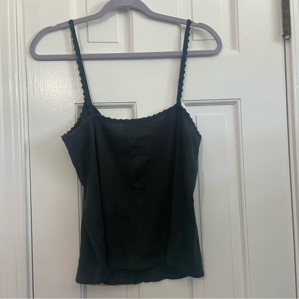 Sezane Many Knit Camisole Pointelle Button Front - Dark Green - Picture 8 of 8